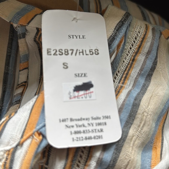 NWT Lola P. Sleeveless Blouse Top Womens S Stripes Bohemian crochet Embroidery - Picture 9 of 11